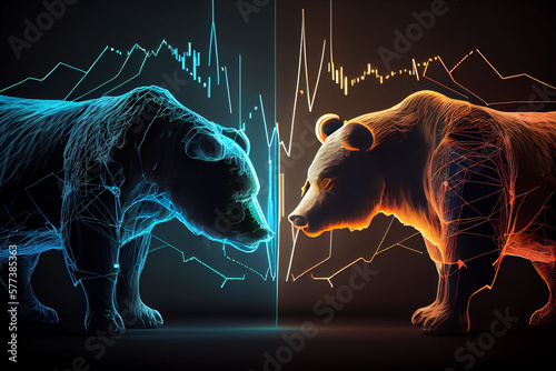 Bear, Bearish concept of stock market exchange, Generative AI