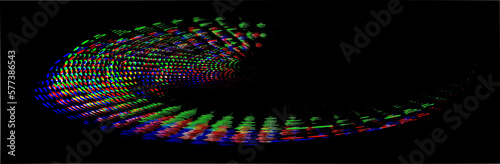 Perforated dotted line iridescent swirl rim. Vector.