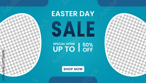 Easter Day sale banner template design with eggs shape frame