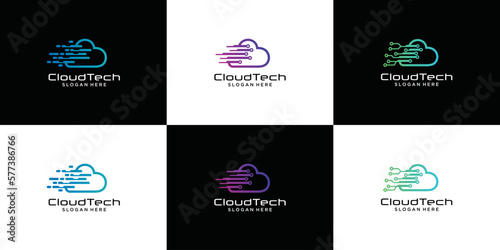 Technology cloud, technology Premium logo design outline icon outline idea design