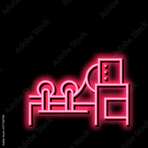 paper rolling system neon glow icon illustration