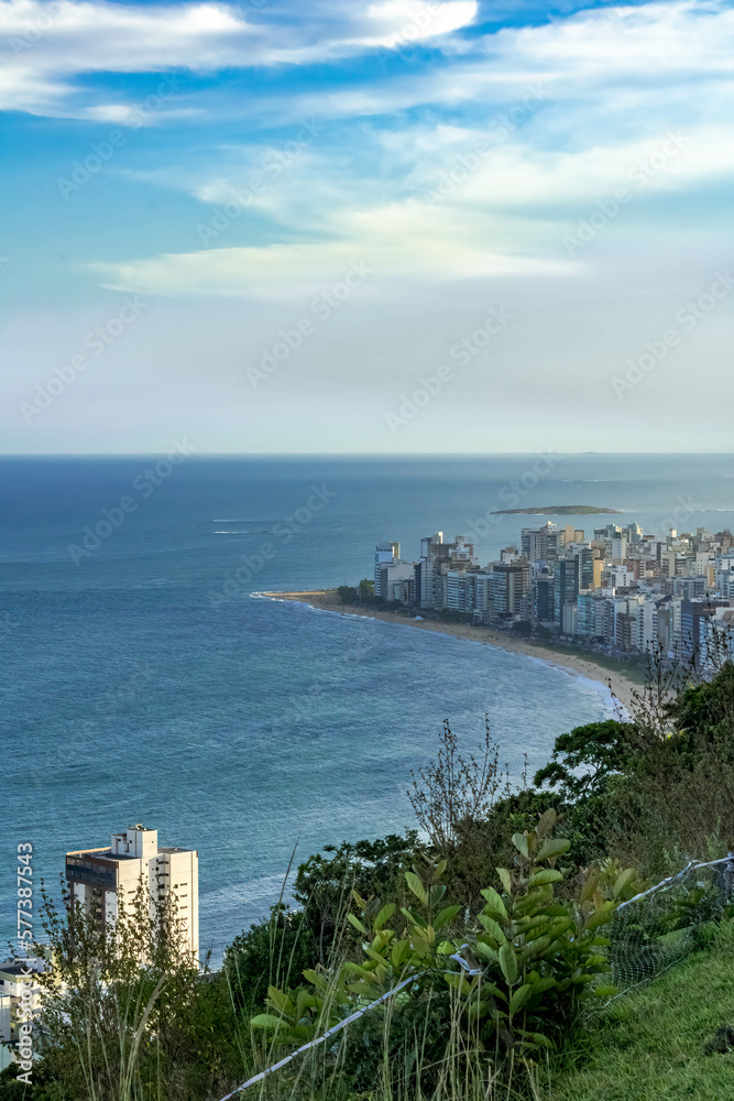 View of Itapua beach in the municipality of Vila Velha, photograph taken from the top of Morro do Moreno