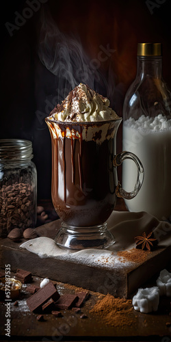 Hot Cocoa with Whipped Cream on Top Created Using Generative Ai
