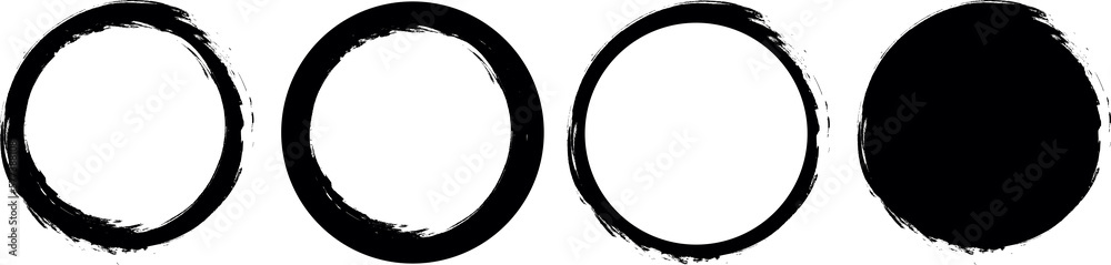 Grunge brush textures, set circle splash isolated for print on transparent background, PNG illustration Grunge brush textures, set circle splash isolated for print on transparent background, PNG illustration