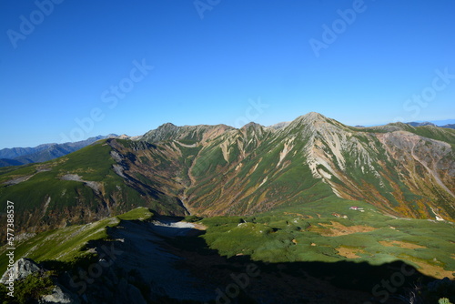 三俣蓮華岳から眺める黒部源流域（雲ノ平、水晶岳、鷲羽岳）