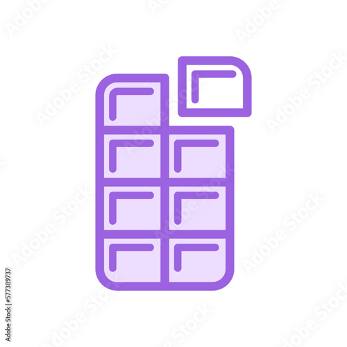 chocolate line icon in two colors isolated on white background. chocolate purple vector icon for web design, ui, mobile apps, print polygraphy and promo business