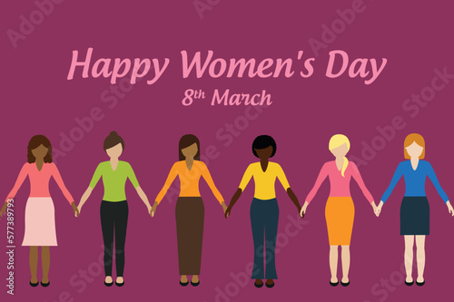 happy womens day 8th march group of different women