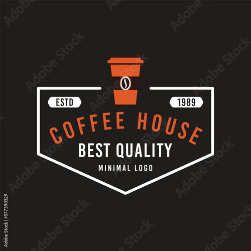 Coffee Logo vector template. Coffee Badge design for cafe, restaurant, coffee house. Stock emblem graphics isolated on dark background