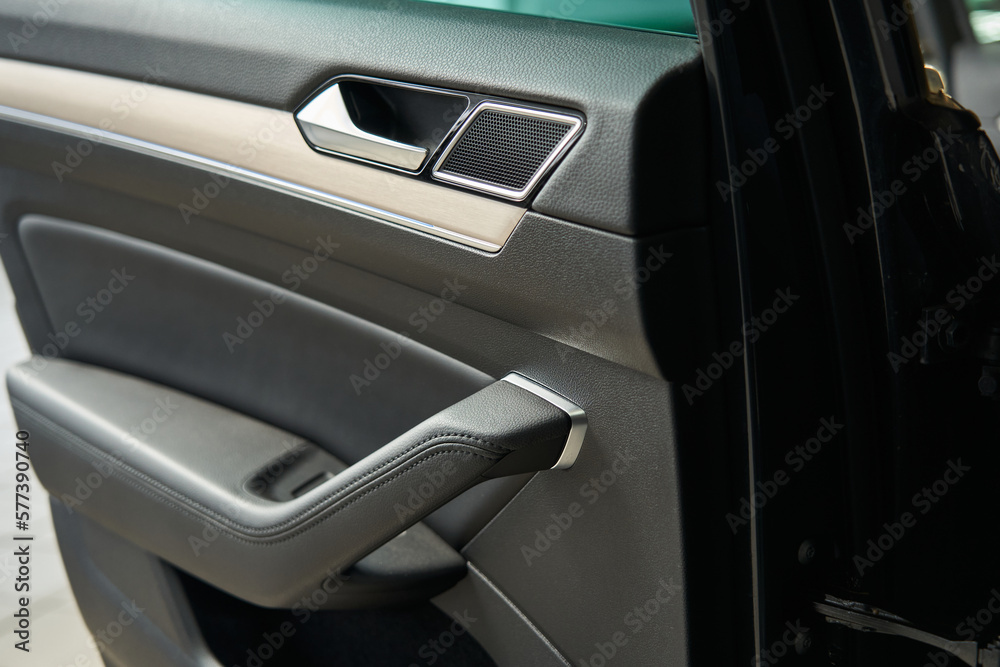 car rear door trim with open and close handle, built-in small speaker audio system