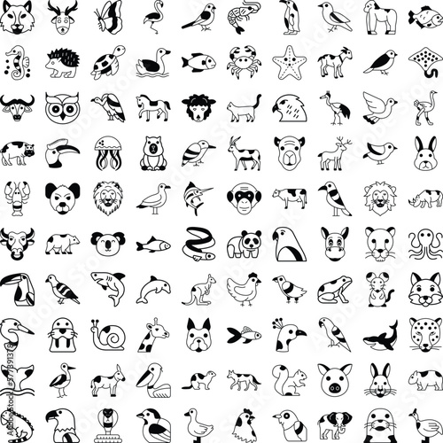 animal and birds vector icons pack that can easily modify or edit