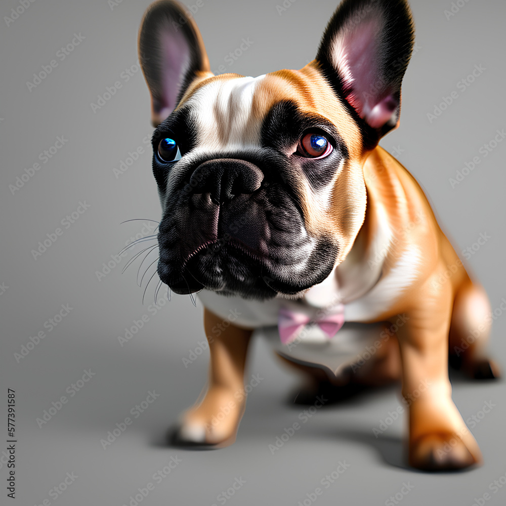 Dog illustration, french bulldog, small dog. Generative AI.