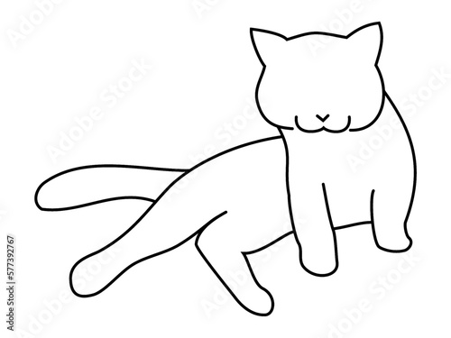寝そべってこちらを気にしている猫のシルエット（白）