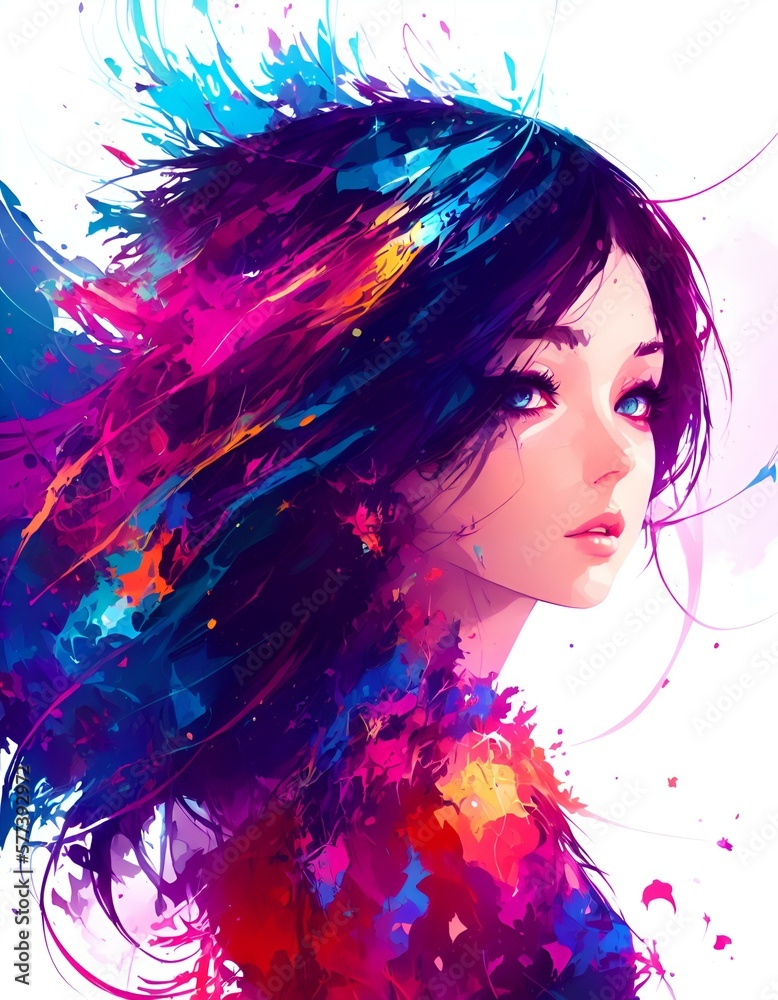 Fototapeta premium girl in digital painting 
