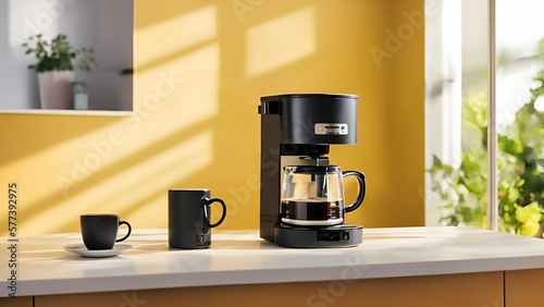 Foto sleek, modern coffee maker on the table
