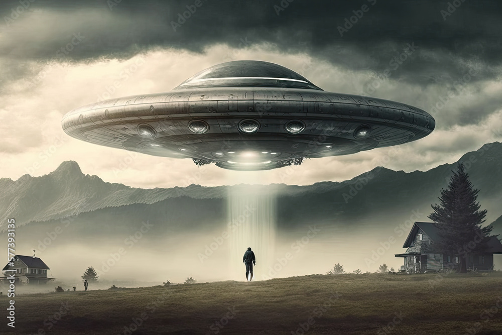 ufo in the background created with Generative AI technology ufo in the background created with Generative AI technology