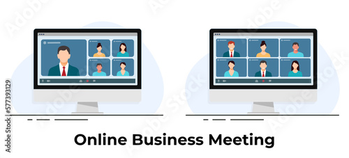 People connecting together, Online business meeting flat vector illustration concept for landing page, web banner, applications