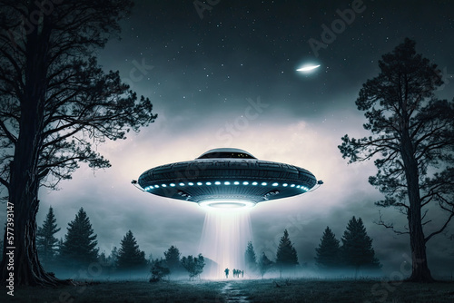 ufo in the background created with Generative AI technology