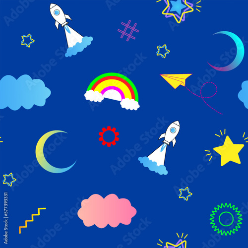Seamless children's pattern. Background for the design of children's prints, fabrics, bright wallpapers. Vector illustration.