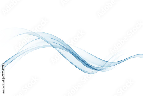 Abstract smooth wave blue vector. Flow curve blue motion illustration. Vector lines. © lesikvit