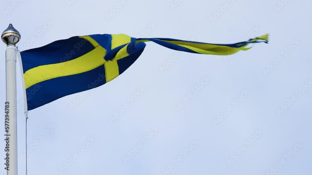 Swedish flag waving, slow motion Swedish flag waving, slow motion