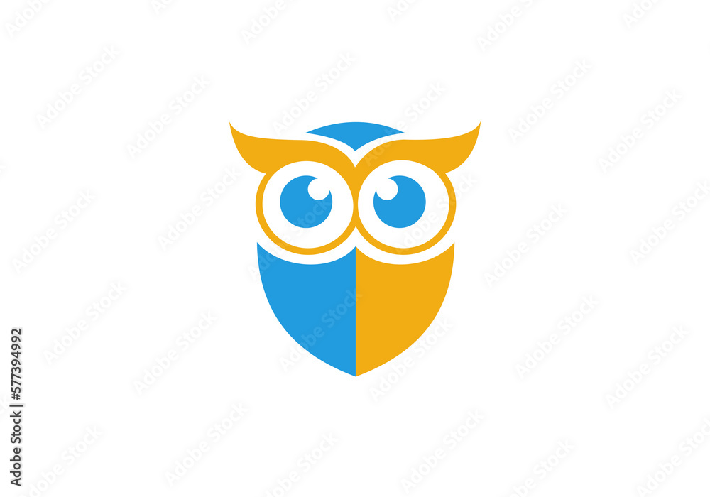 owl logo, owl line art design template
