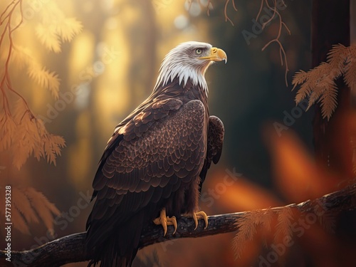 American bald eagle. Generative AI art.