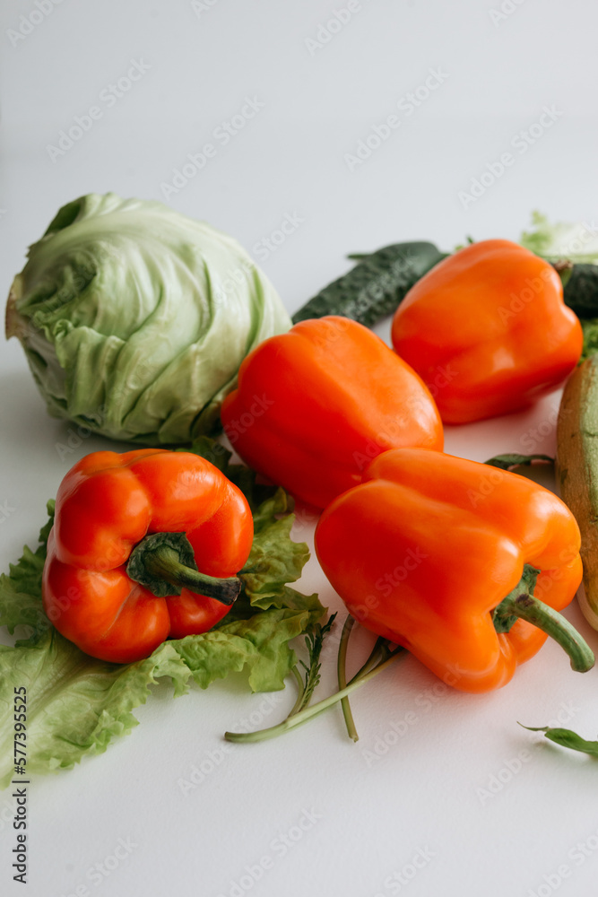 Different vegetables on a white background Different vegetables on a white background