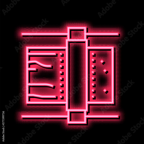 grinding wood machine neon glow icon illustration