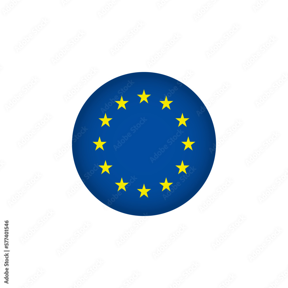 EU Europe Flag Icon. European Union Circled Flag. Stock Vector Graphics Element isolated on white background