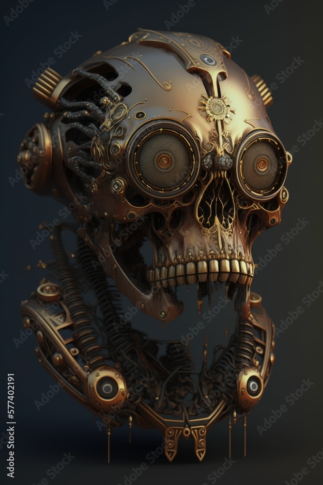 skull of the mechanism in steampunk style generative AI skull of the mechanism in steampunk style generative AI
