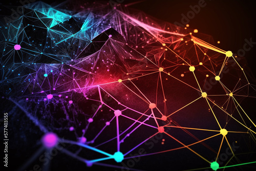 Colorful abstract design of cyberspace and network connectivity for background created with Generative AI technology