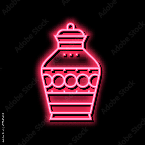 funeral urn neon glow icon illustration