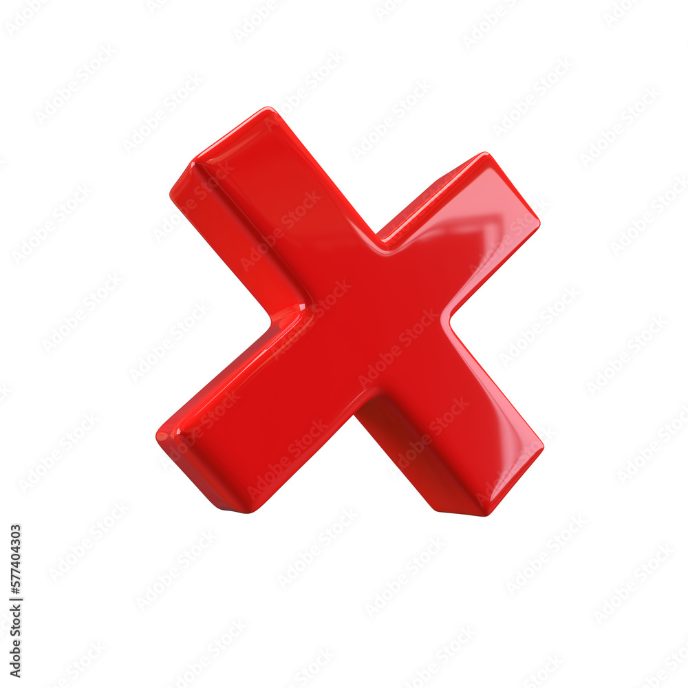 Red rejection icon render. 3D rejected sign. Check mark. Cross sign - can be used as symbols of wrong, close, deny etc. Created For Mobile, Web, Decor, Application. Illustration with clipping path Red rejection icon render. 3D rejected sign. Check mark. Cross sign - can be used as symbols of wrong, close, deny etc. Created For Mobile, Web, Decor, Application. Illustration with clipping path