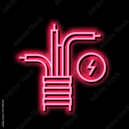 electricity cable neon glow icon illustration