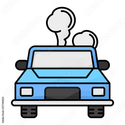 Burning gasoline and diesel fuel outline color concept, Vehicle Emissions vector icon design, Environmental pollution symbol, Chemical Biological contamination sign, Pollutants illustration 
