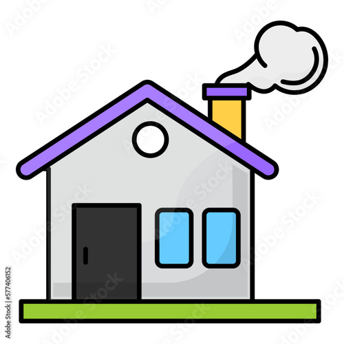 Household air pollution outline color concept, Common gaseous Elements vector icon design, Environmental pollution symbol, Chemical Biological contamination sign, Pollutants illustration 