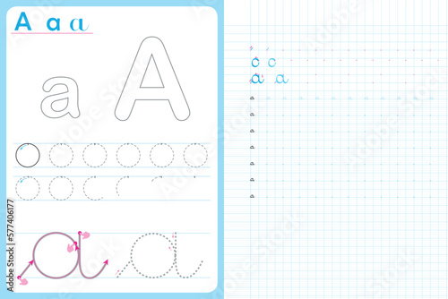 Writing alphabet letters educational activities for children at home and at school. worksheet for to teachers, parents, vector  file