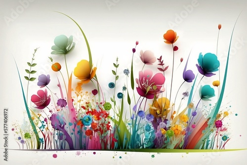Colorful spring summer flowers, background Generative AI Technology
