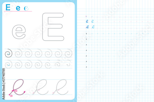 Writing alphabet letters educational activities for children at home and at school. worksheet for to teachers, parents, vector  file