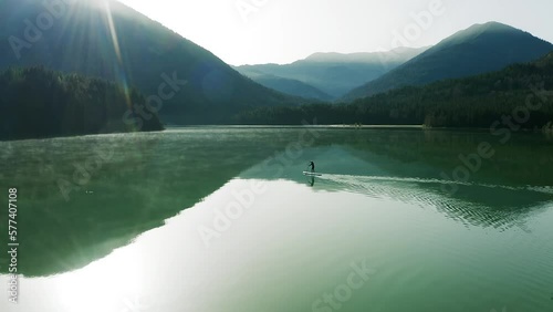 Wallpaper Mural Woman stand up paddling on Sylvenstein dam Torontodigital.ca