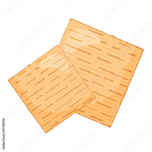 Vector matzah bread isolated on white background. Jewish Passover traditional food.