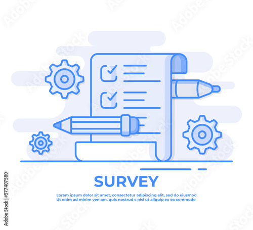 Clipboard with checkboxes, pencil, diagram, magnifying glass, Checklist, Complete tasks, To-do list, Survey concept flat vector illustration for business task, exams