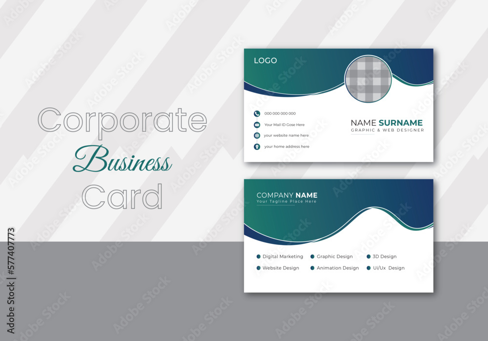 Luxury Business card. Business card template. Modern Business card. Blue Business Card.	