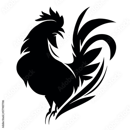 Fototapete black and white rooster