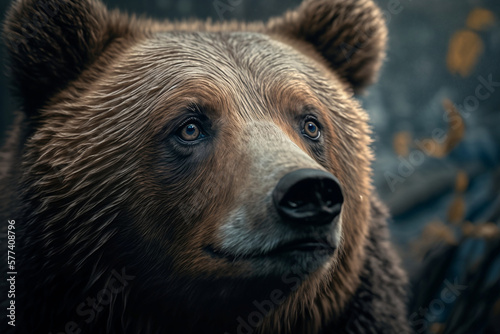 Incredible Bear Closeup: Stunning Headshot Featuring Detailed Face and Eyes. Generative AI