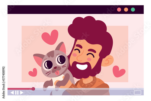 male owner with cat blogger