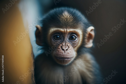 Incredible Monkey Closeup: Stunning Headshot Featuring Detailed Face and Eyes. Generative AI
