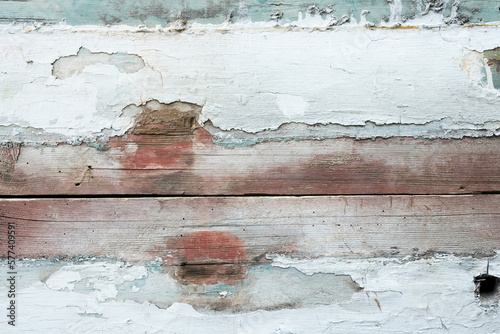 Old rustic painted wooden planks