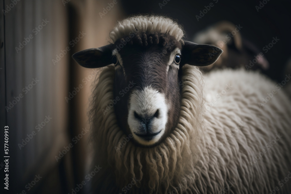 Incredible Sheep Closeup: Stunning Headshot Featuring Detailed Face and Eyes. Generative AI