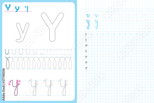 Writing alphabet letters educational activities for children at home and at school. worksheet for to teachers, parents, vector  file